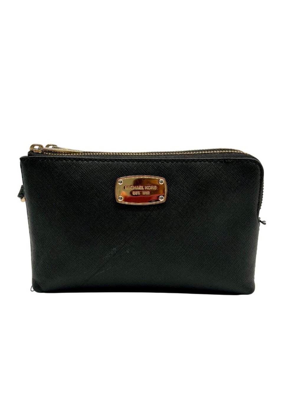 Michael Kors Black Jet Set Travel Double Zip Leather Wristlet